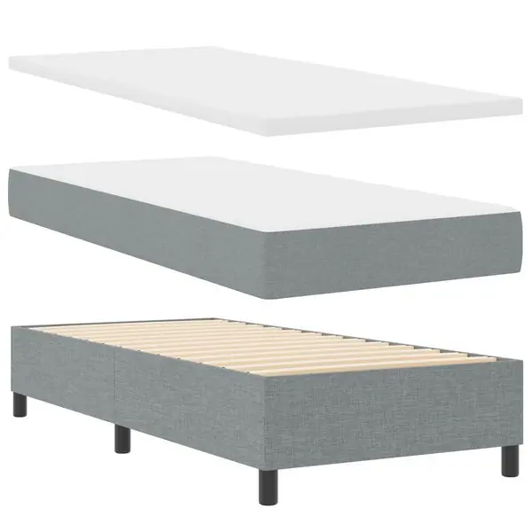 vidaXL Bäddfjäder med madrass med led Ljusgrå 90 x 200 cm tyg Nyhet