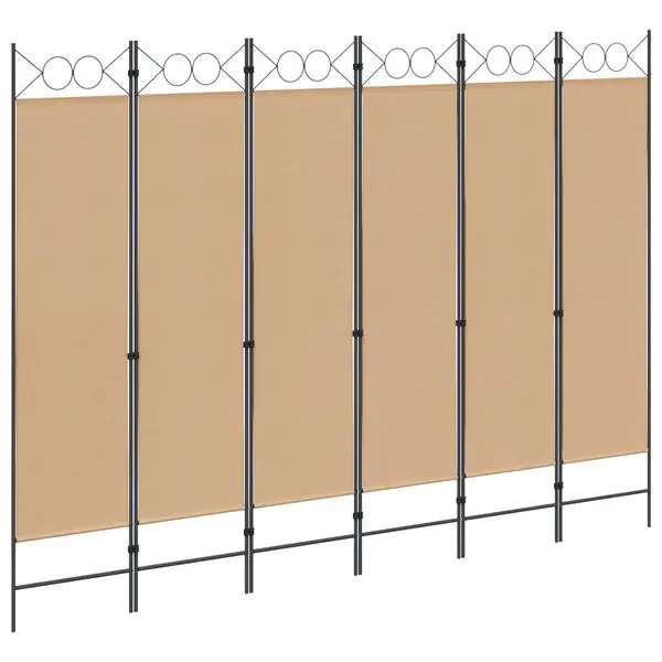 vidaXL 6-panelers rumsavdelare Beige 240 x 180 cm Tyg Fynd
