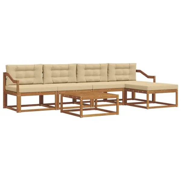 Nyhet vidaXL Utomhussoffset med kudde 6 pcs Naturlig och Beige