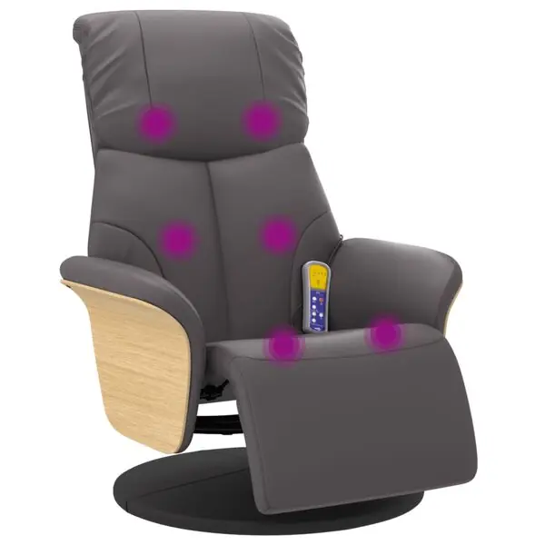 Populärt val vidaXL Massagefåtölj med fotstöd grå konstläder