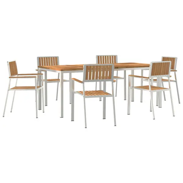 vidaXL Utomhusmatbord 7 pcs Brun Massivt teakträ Endast denna vecka