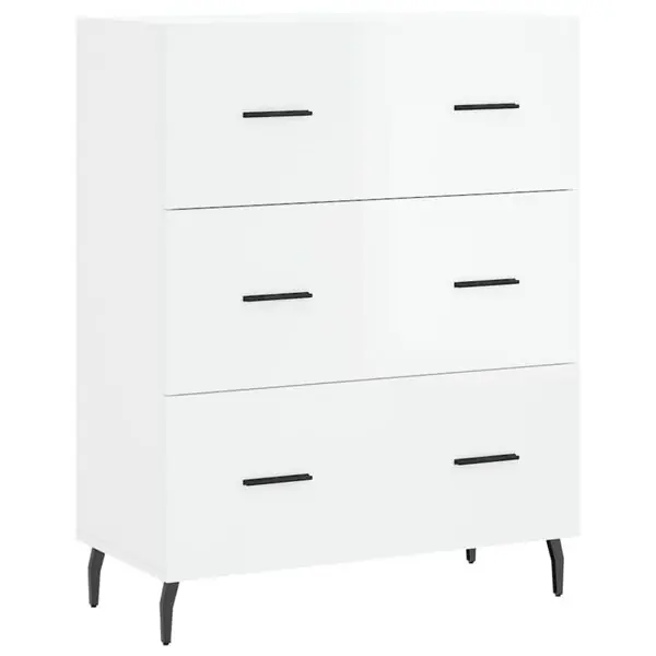 vidaXL Skänk vit högglans 69,5x34x90 cm konstruerat trä risnedsättning