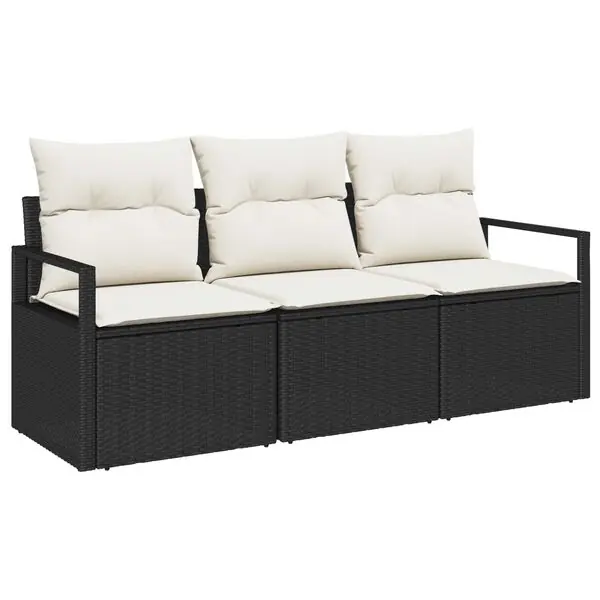 vidaXL Soffset 3 pcs Svart konstrotting Begränsat erbjudande