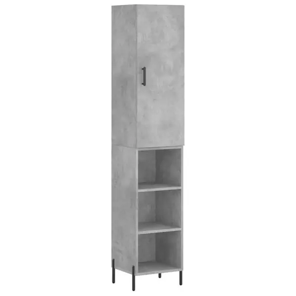 vidaXL Högskåp betonggrå 34,5x34x180 cm konstruerat trä Begränsat antal