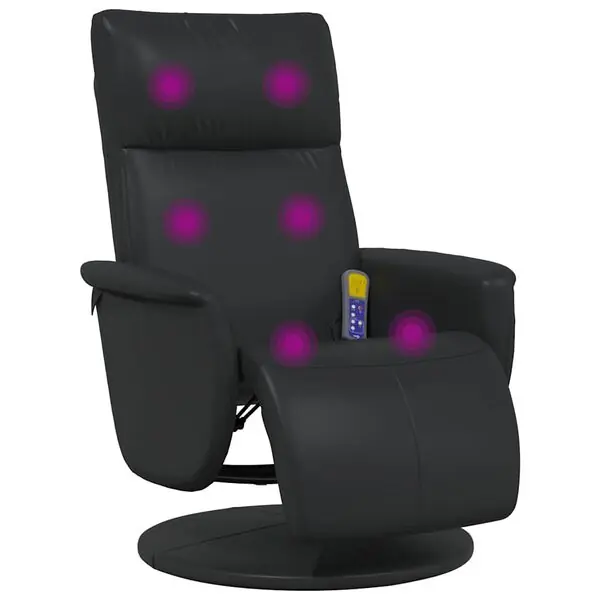 Rea vidaXL Massagefåtölj med fotstöd svart konstläder
