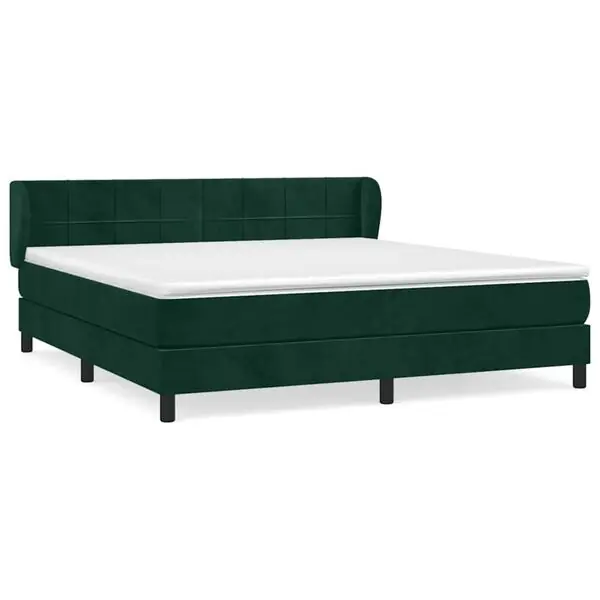 Sänkt pris vidaXL Ramsäng med madrass mörkgrön 160x200 cm sammet