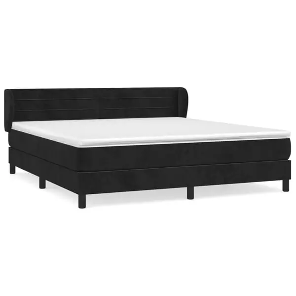 Begränsat antal vidaXL Ramsäng med madrass svart 160x200 cm sammet