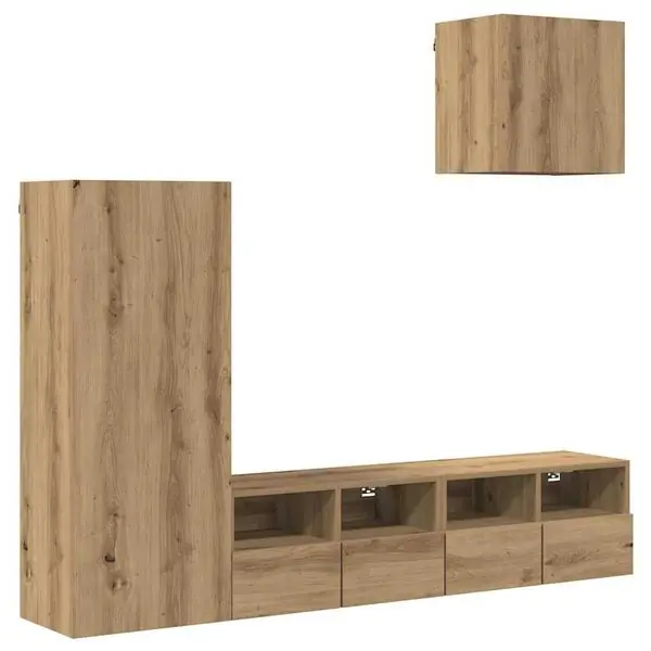 vidaXL TV Vägg Enheter 4 pcs Artisan Ek Konstruerat trä Begränsad tid