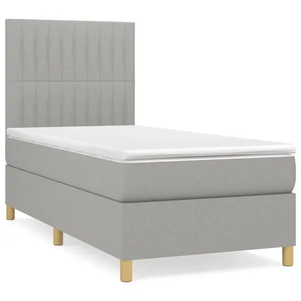 Expressleverans vidaXL Ramsäng med madrass ljusgrå 80x200 cm tyg