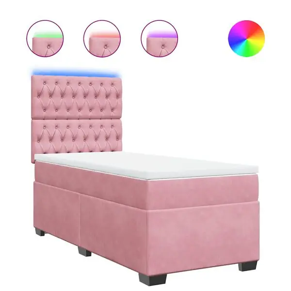 vidaXL Ramsäng med madrass rosa 80x200 cm sammet Utförsäljning