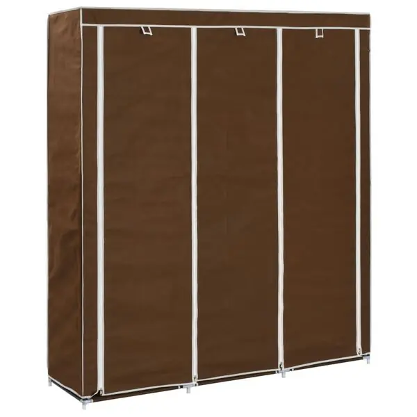 vidaXL Garderob med fack och stänger brun 150x45x175 cm tyg Begränsat antal