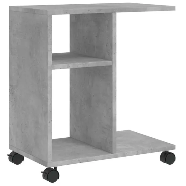 Köp nu vidaXL Sidoskåp med hjul betonggrå 50x30x55 cm konstruerat trä