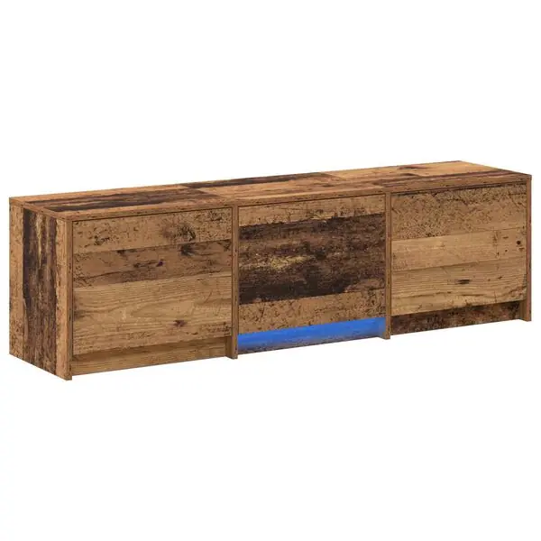 Kampanj vidaXL TV-bänk med LED Gammalt trä 140 x 34 x 40 cm Konstruerat trä