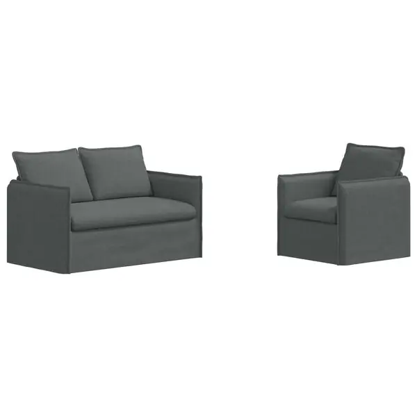 Erbjudande vidaXL Soffset 2 pcs Mörkgrå 136 x 82 x 85 cm Tyg