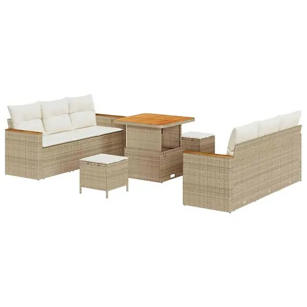 vidaXL Trädgårdsoffset 11 pcs Beige och gräddfärgad konstrotting Outlet