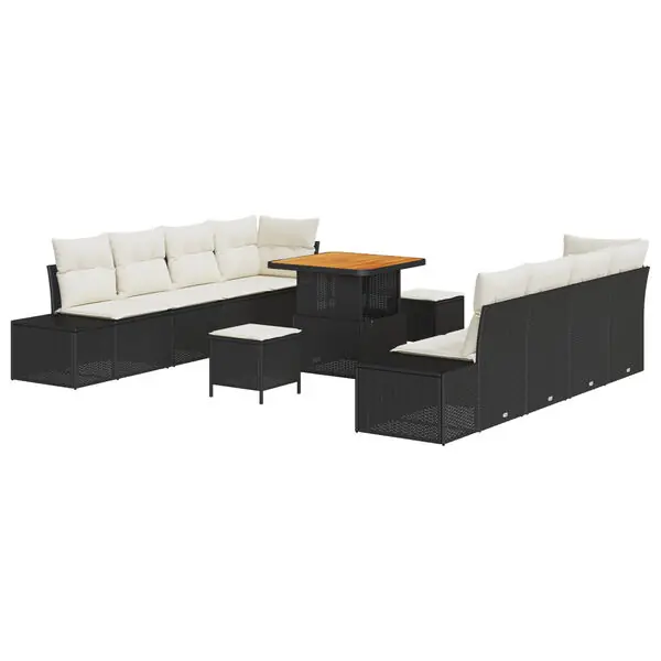 Populär vidaXL Trädgårdsoffset med kudde Svart 80 x 80 x 71 cm Poly rattan