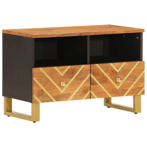 vidaXL Tv-bänk brun och svart 105x33,5x46 cm massivt mangoträ Populär