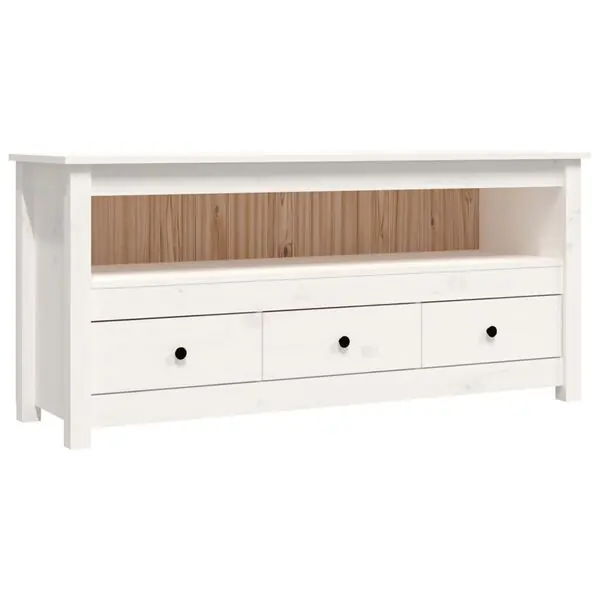 vidaXL Tv-bänk vit 114x35x52 cm massiv furu Billig
