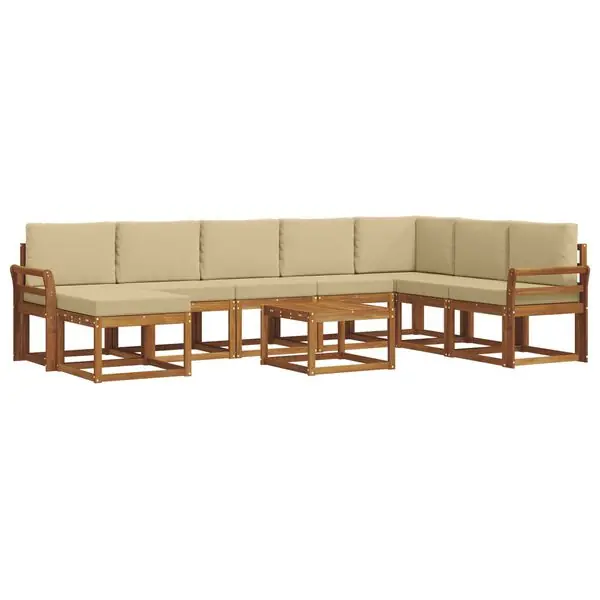 vidaXL Utomhussoffset med kudde 9 pcs Naturlig och Beige Begränsat antal