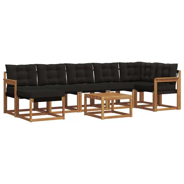 vidaXL Utomhussoffset med kudde 8 pcs Naturlig och svart Kampanjpris