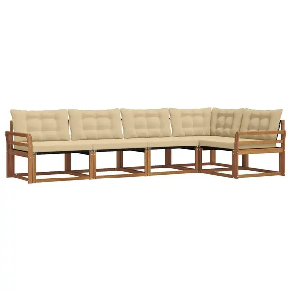 Handla nu vidaXL Utomhussoffset med kudde 5 pcs Naturlig och Beige