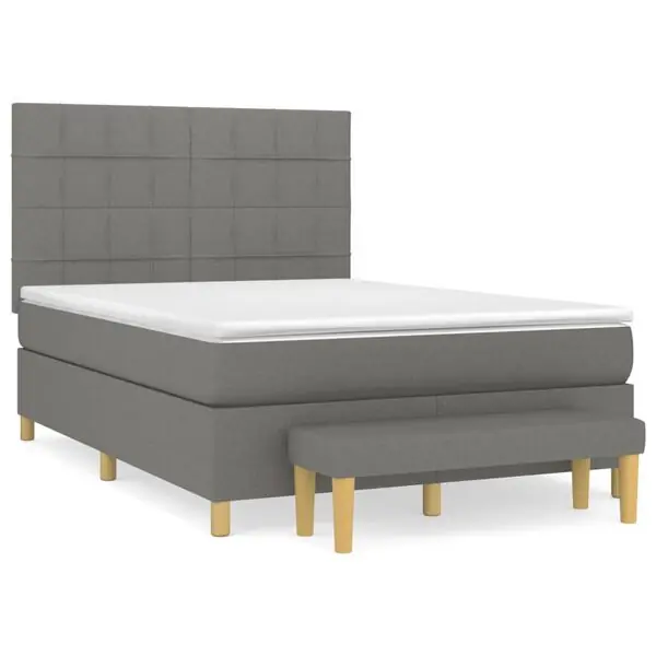 Rea vidaXL Ramsäng med madrass mörkgrå 140x200 cm tyg