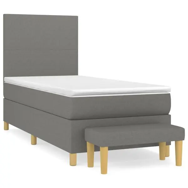 Kampanj vidaXL Ramsäng med madrass mörkgrå 90x190 cm tyg