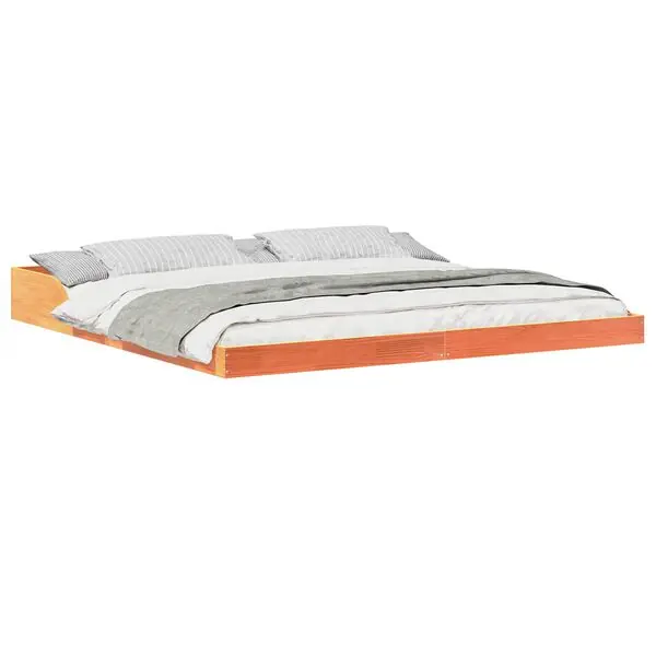 vidaXL Sängram Vaxbrun 200 x 200 cm Massiv furu Begränsat antal