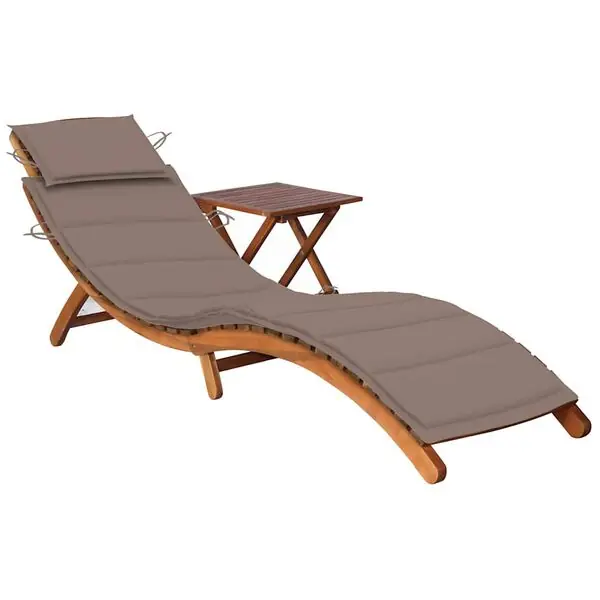 vidaXL Solsäng med bord och dyna massivt akaciaträ Nyhet