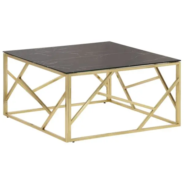 vidaXL Soffbord guld rostfritt stål och härdat glas risnedsättning