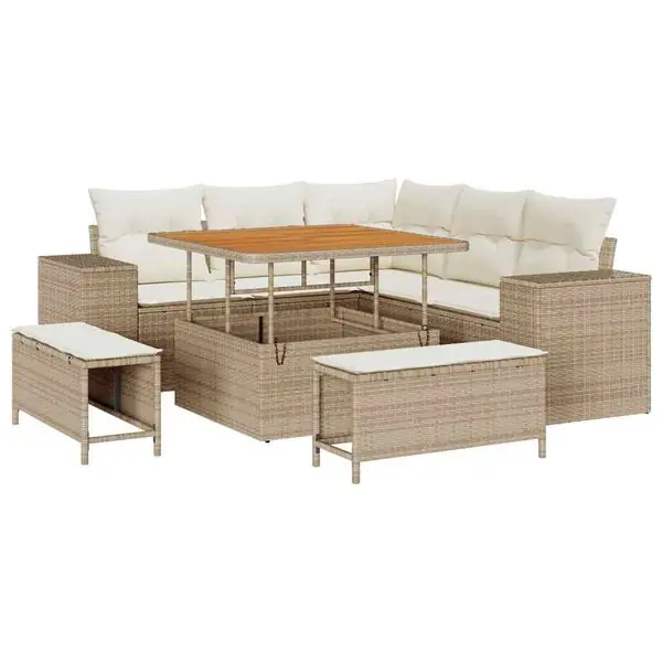Begränsad tid vidaXL Trädgårdsoffset 8 pcs Beige och gräddfärgad konstrotting