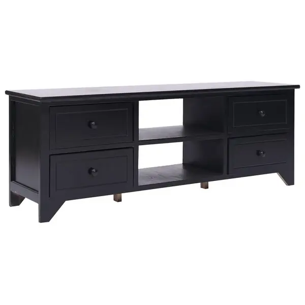 Billigare vidaXL TV-bänk svart 108x30x40 cm massivt kejsarträ
