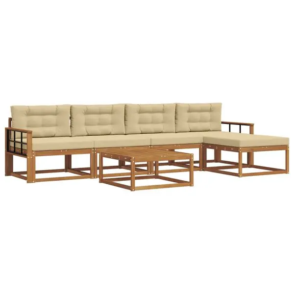 Sista chansen vidaXL Utomhussoffset med kudde 6 pcs Naturlig och Beige