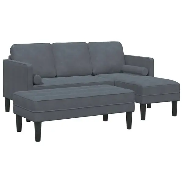 vidaXL Soffset med kudde 2 pcs Mörkgrå Polyester Lägg i varukorgen