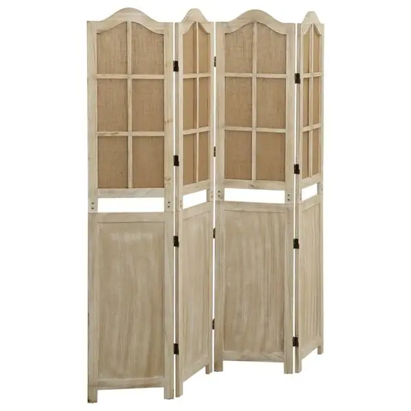 vidaXL Rumsavdelare 4 paneler brun 140x165 cm tyg Fynd