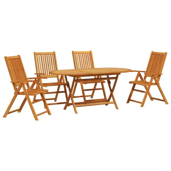 vidaXL Trädgårdsmöbelset 5 pcs Brun Massivt Akaciaträ Reapris
