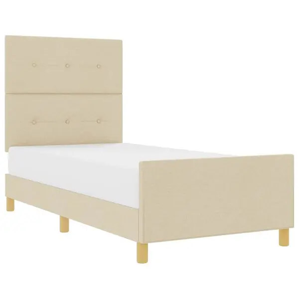 vidaXL Sängram med huvudgavel Kräm 100 x 200 cm tyg Bästa pris