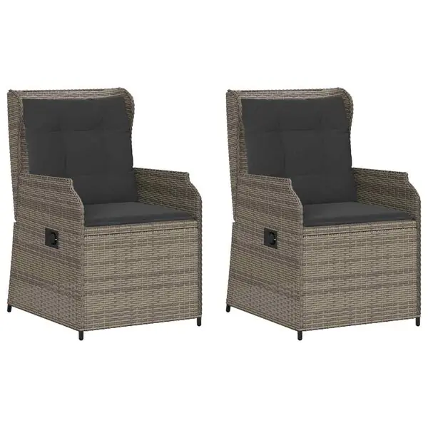 vidaXL Trädgårdsbänk 2 pcs Grå konstrotting Billig