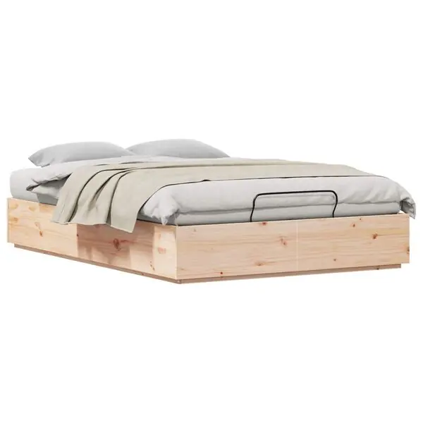 Expressleverans vidaXL Ottoman Sängram Naturfärg 140 x 190 cm Massivt furu