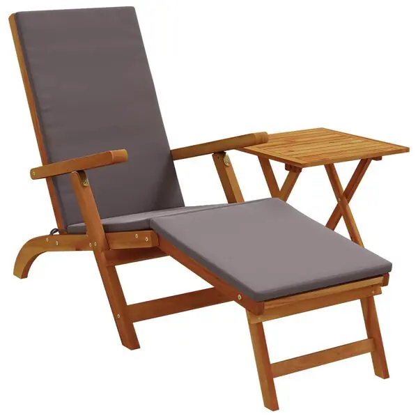 Rabatter vidaXL Reclining och Fällbar Solstol 2 pcs Mörkgrå Massivt Akaciaträ