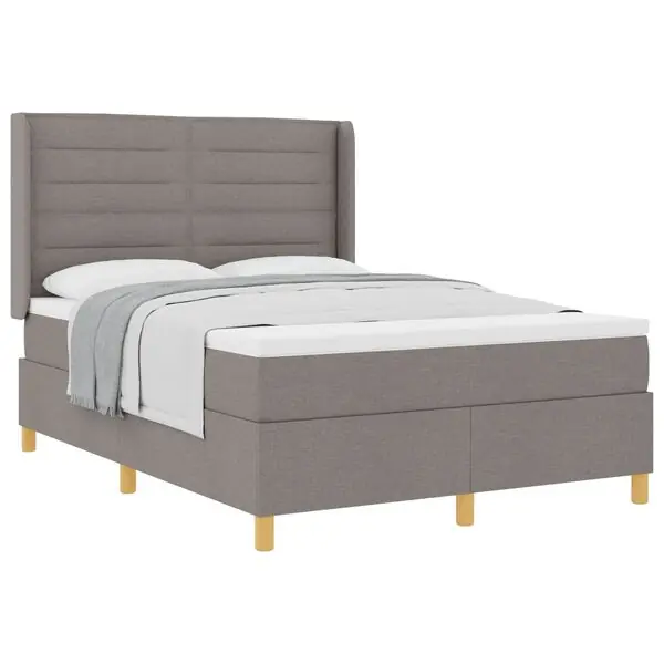 vidaXL Bäddfjäder med madrass med huvudgavel Taupe 140 x 200 cm tyg Rea