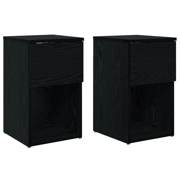 vidaXL Sängskåp 2 pcs Svart ek 29 x 31,5 x 49 cm Konstruerat trä Billig