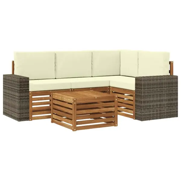 vidaXL Utomhussoffset 5 pcs Naturlig och Grädde 59 x 59 x 37 cm Premium