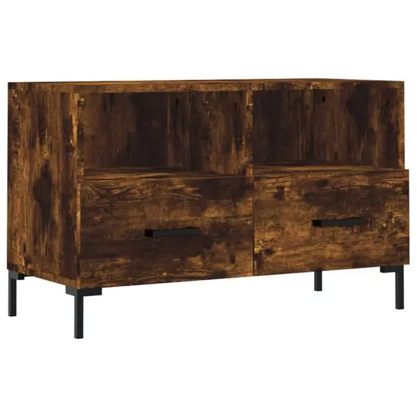 vidaXL Tv-bänk rökfärgad ek 80x36x50 cm konstruerat trä risnedsättning