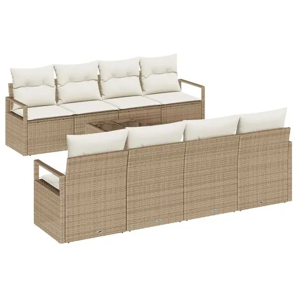 Rabatt vidaXL Trädgårdsoffset 9 pcs Beige och gräddfärgad konstrotting
