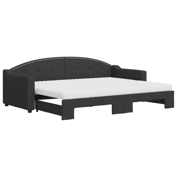 vidaXL Dagbädd med madrasser utdragbar svart 80x200 cm tyg Premium