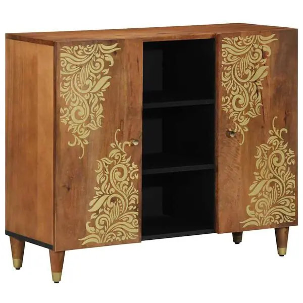 Endast denna vecka vidaXL Sideboard med hylla Brun 90 x 33 x 75 cm Massivt mangoträ