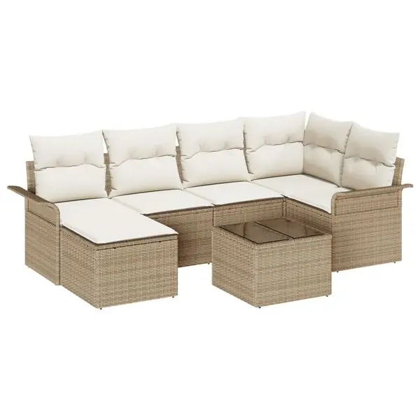 Populär vidaXL Trädgårdsoffset med lagring 7 pcs Beige konstrotting