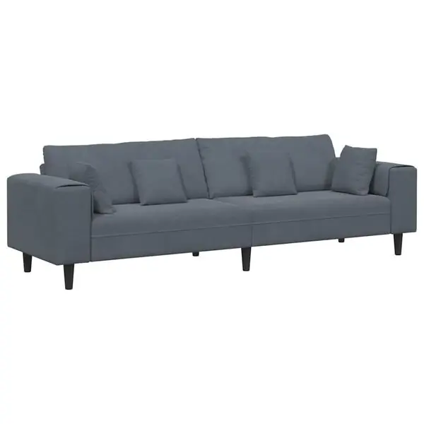 vidaXL Soffa Mörkgrå 250 x 77 x 76 cm Sammet I lager
