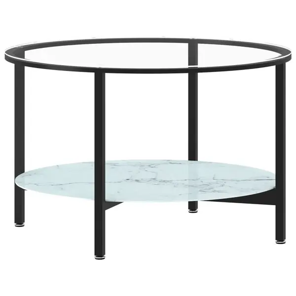 vidaXL Soffbord svart och vit marmor 70 cm härdat glas Reapris